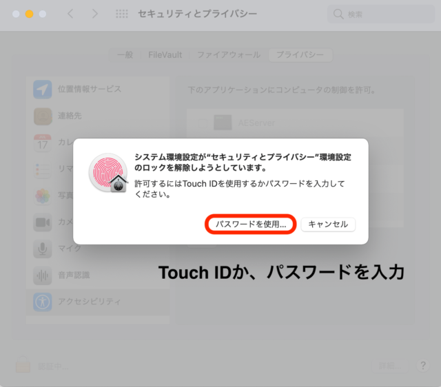 パスワードを入力する