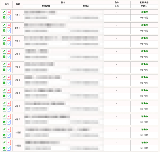 MyASPステップメール一覧画面