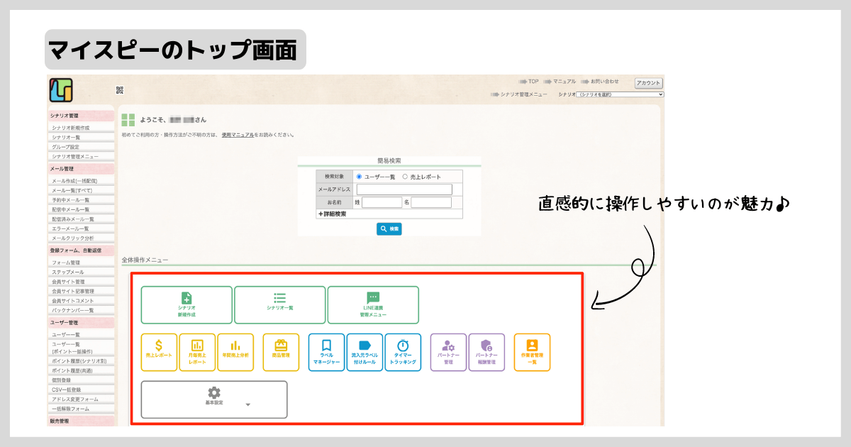 マイスピートップ画面