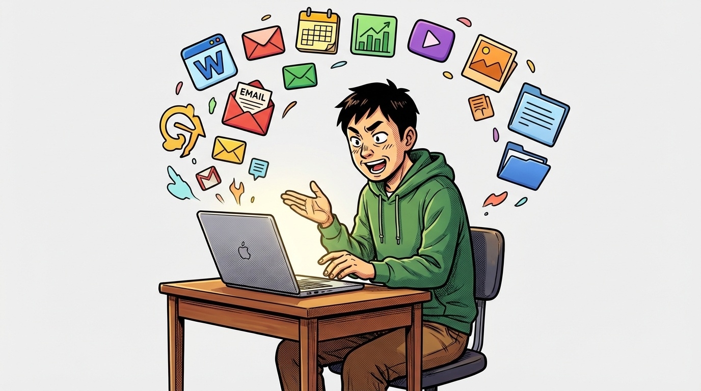 AIクローンとの会話からさまざまなツールが生まれるイメージ