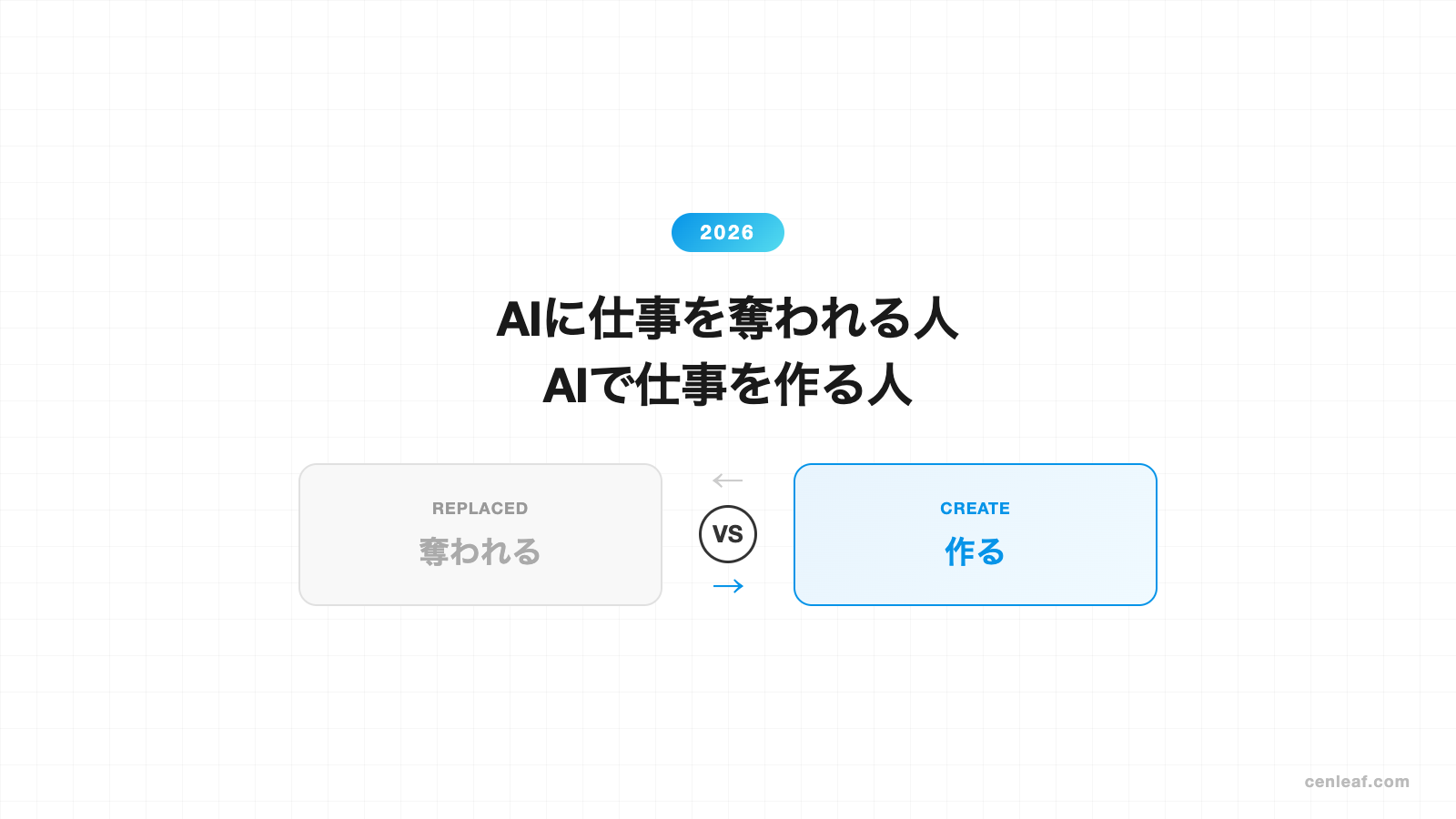 AIに仕事を奪われる人、AIで仕事を作る人｜2026年の分かれ道