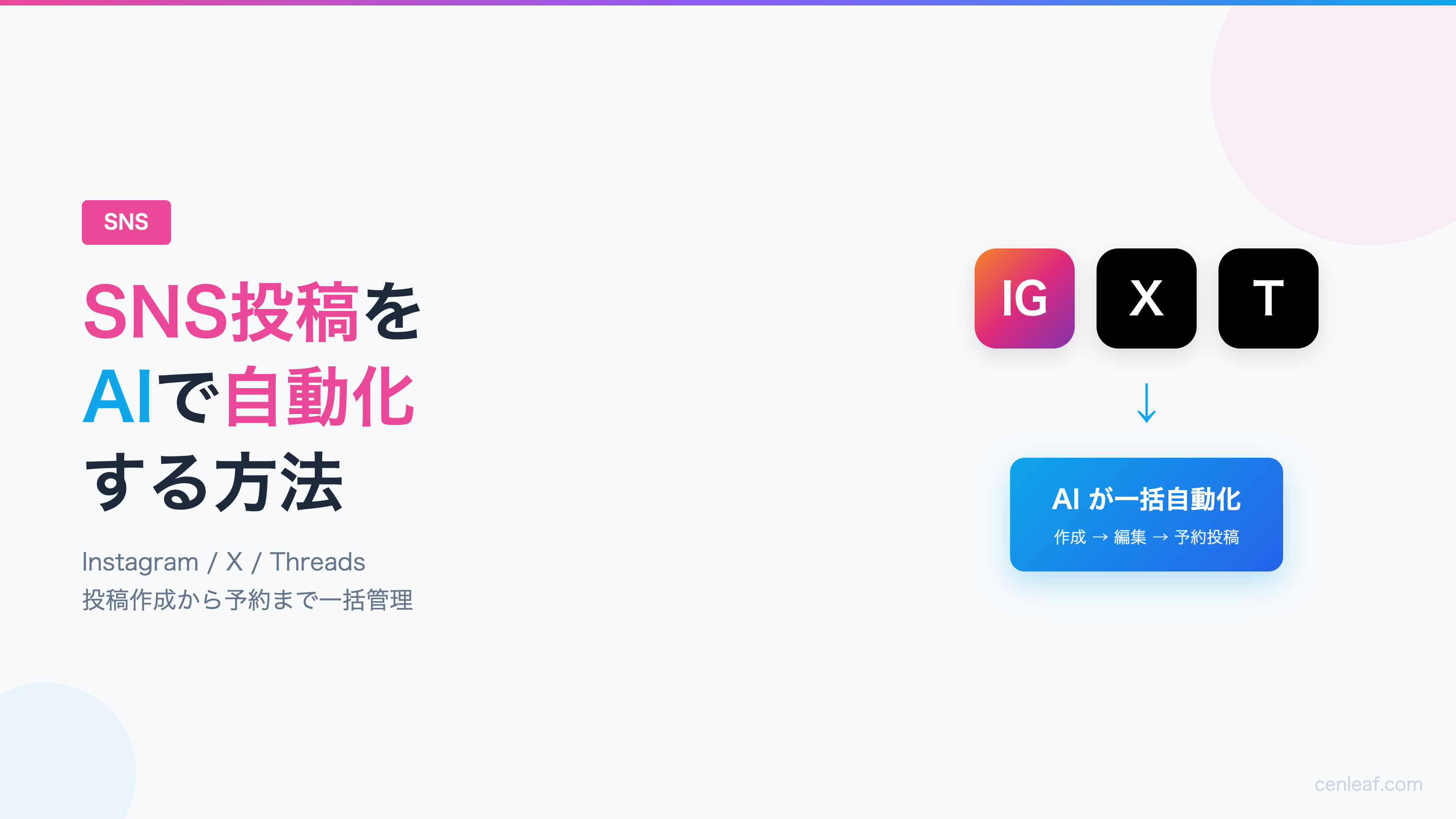 SNS投稿をAIで自動化する方法｜Instagram・Threads・Xの投稿を"量産"する仕組み