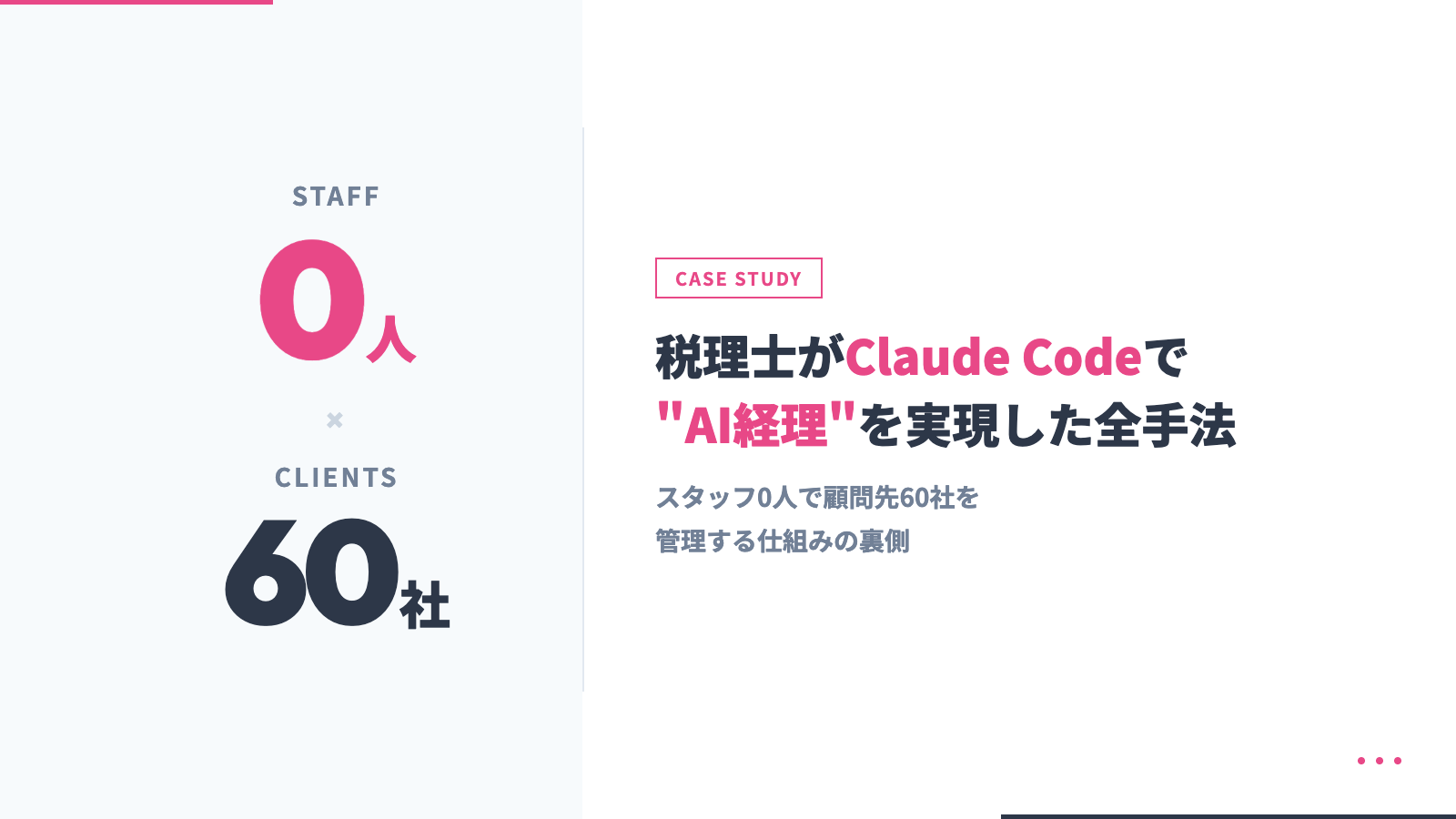 スタッフ0人で顧問先60社。税理士がClaude Codeで"AI経理"を実現した全手法