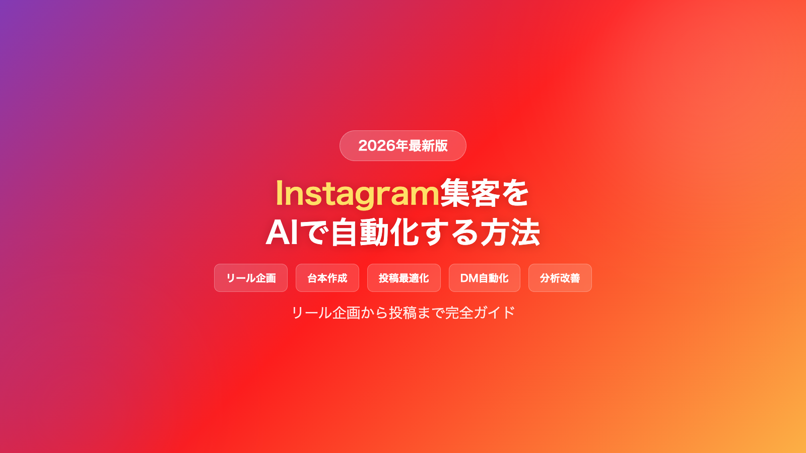 Instagram集客をAIで自動化する方法｜リール企画から投稿まで【2026年版】