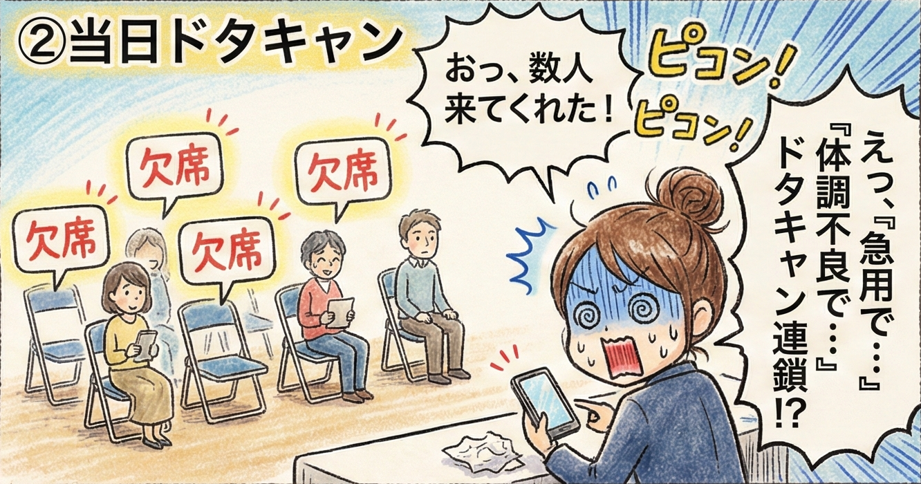 セミナー悩みあるある：当日ドタキャン
