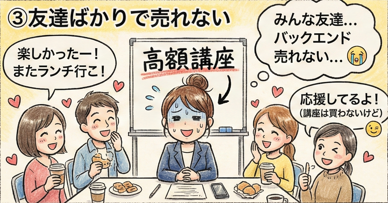 セミナー悩みあるある：友達ばかりで売れない