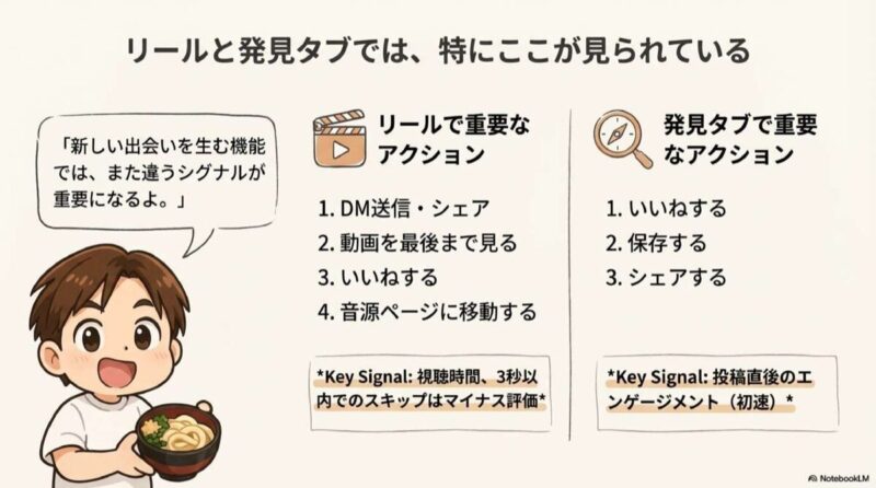 リールと発見タブの重要シグナル