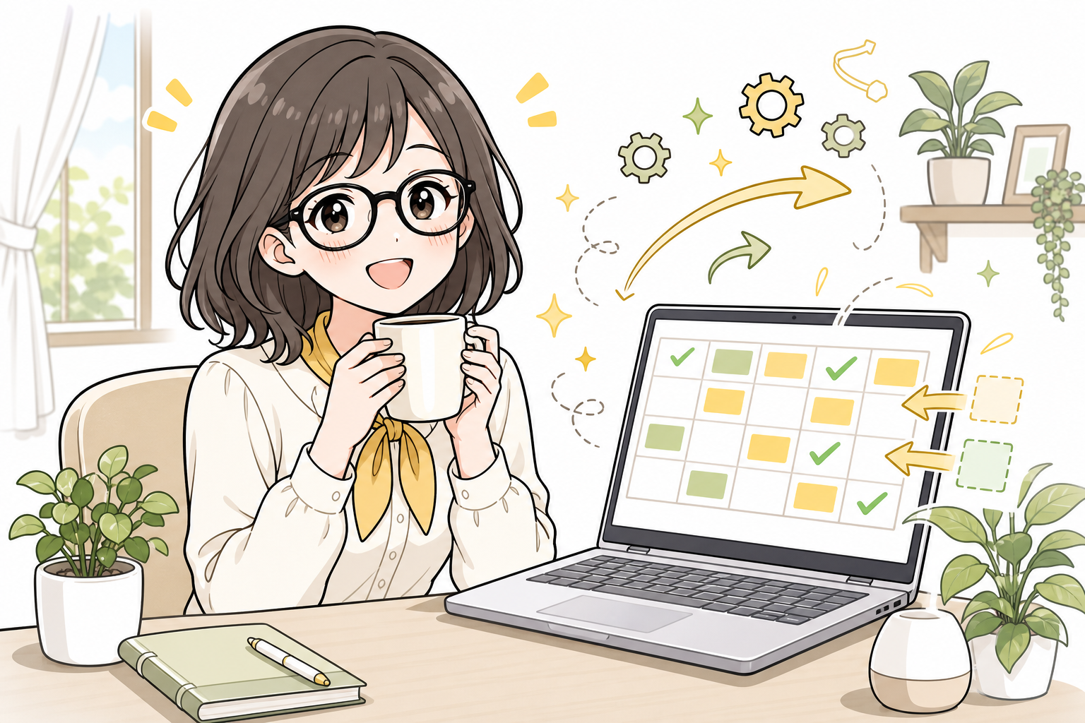 コーヒー片手に余裕の同キャラ